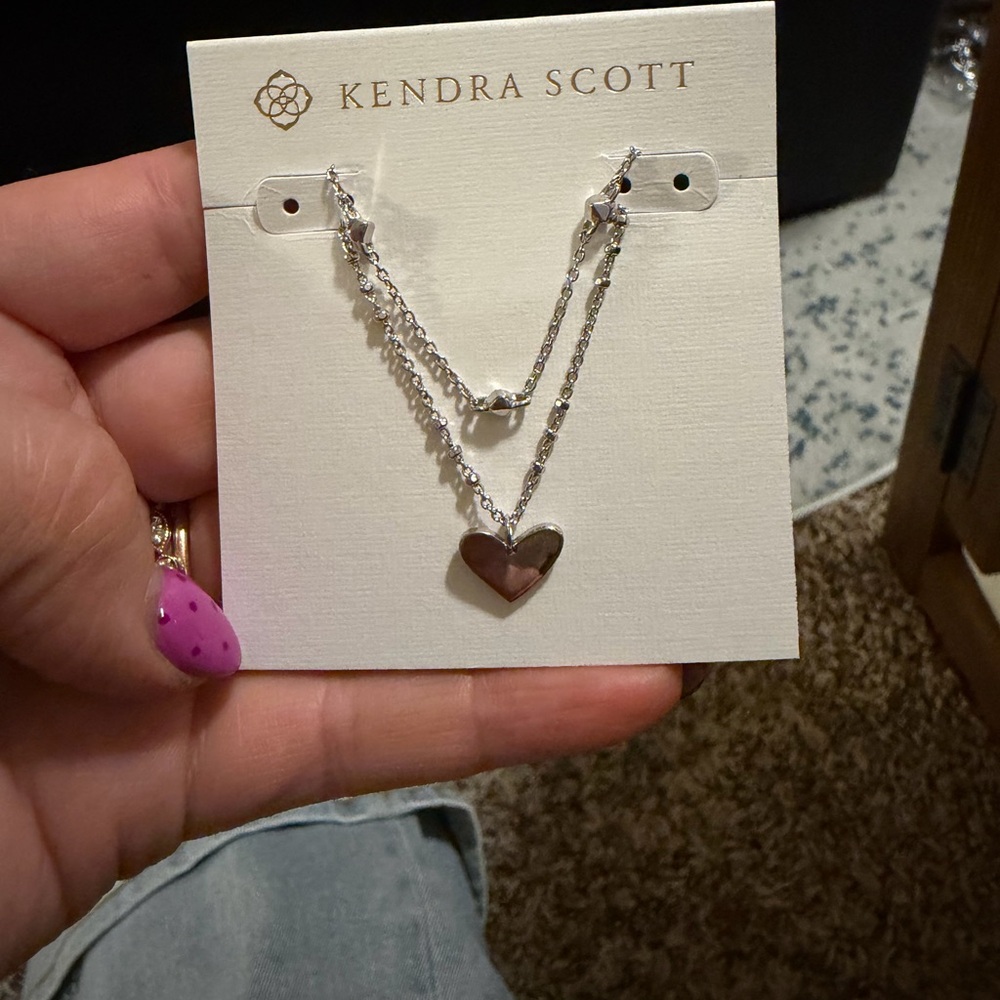Kendra Scott Silver Heart Charm Necklace